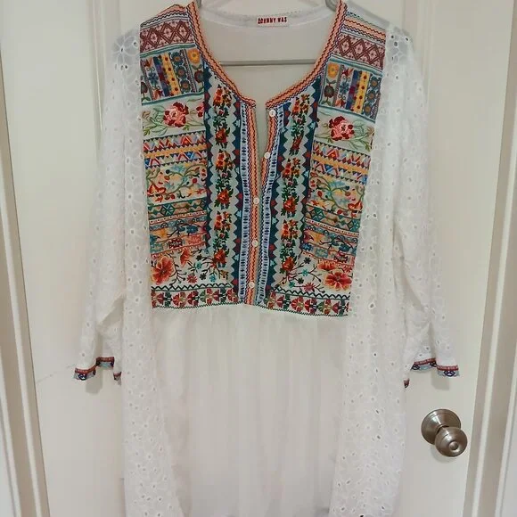 *Host Pick* Johnny Was Collection Petals Embroidered Eyelet Georgette Tunic, 2x - Picture 2 of 16